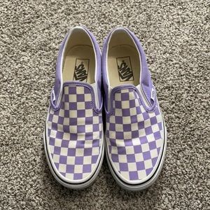 Purple and white checkered Vans. Size 8 W/6.5 M.